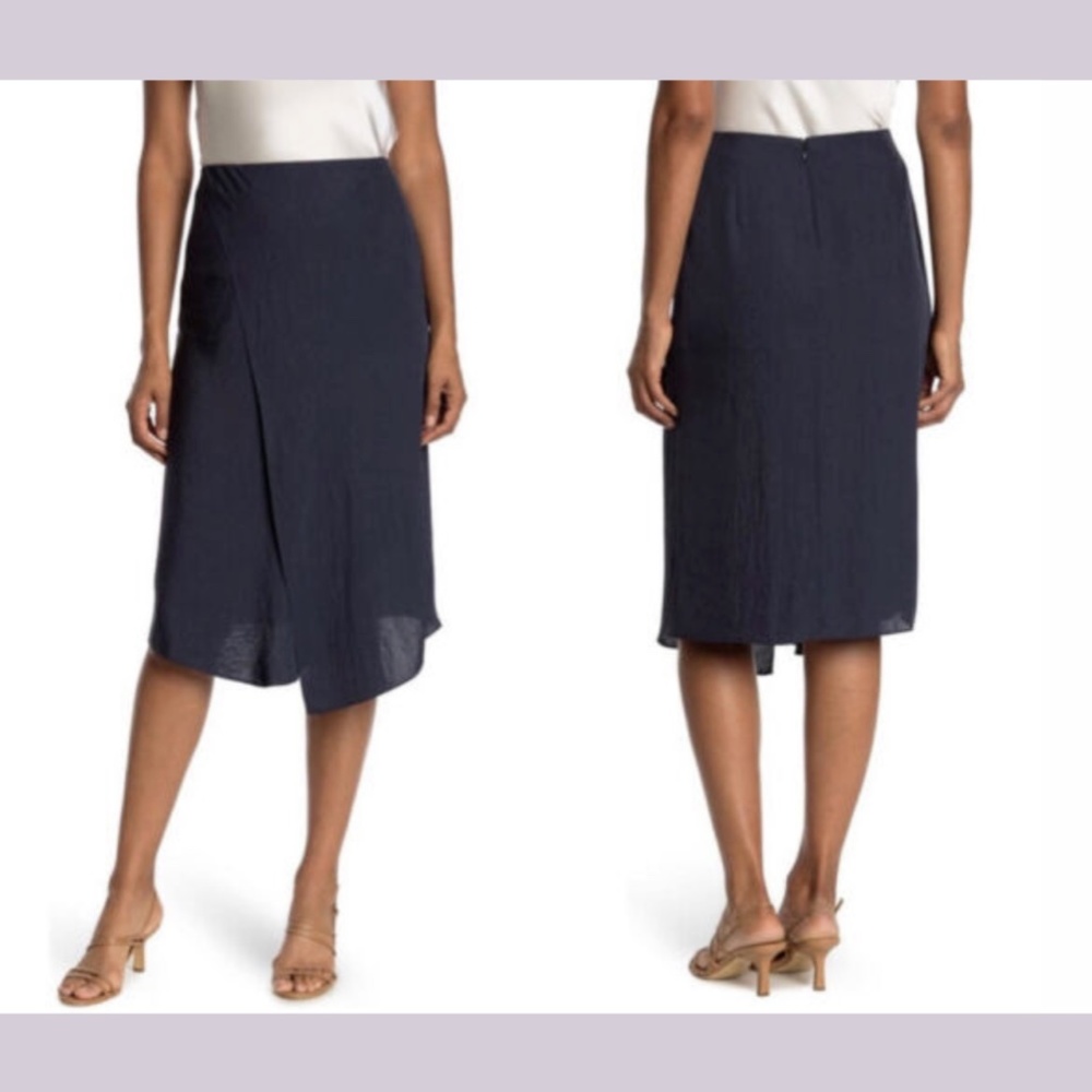 NWT $285 Vince [ 6 ] Wrap Midi Asymmetrical Skirt in Coastal‎ Blue - Picture 2 of 14